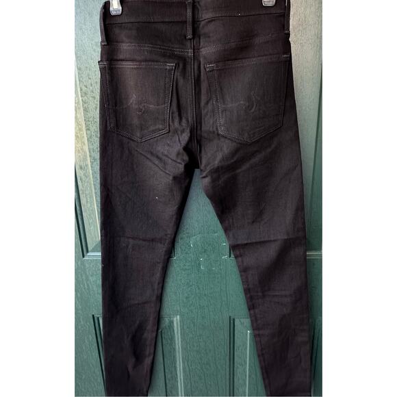 NWOT AG Adriano Goldschmied Leatherette Front/Denim Back Jeggings Size 27 Black - Picture 4 of 7